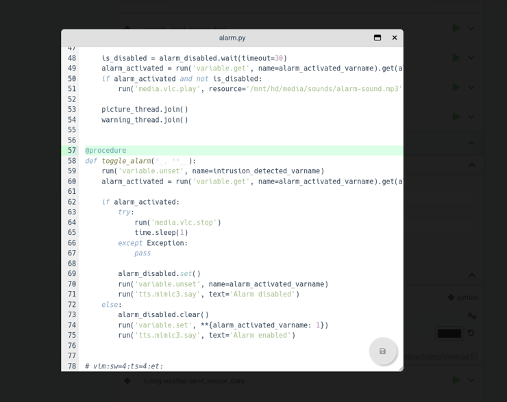 Screenshot showing how a Python procedure appears in the new procedure editor